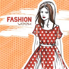 Elegant woman in retro red fashionable dress