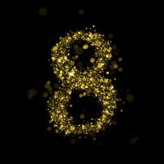 Sparkling number 8 of glittering stars bokeh