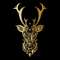 Deer head Polynesian tattoo style N10