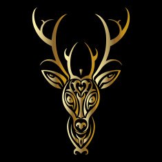 Deer head Polynesian tattoo style N11