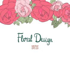 Vintage wedding border with pink roses N5