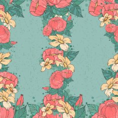 Seamless pattern with pink peonies N15