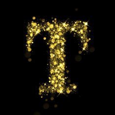 Sparkling letter T of glittering stars bokeh