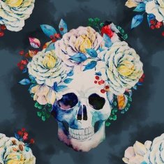 Watercolor vector skull pattern N4