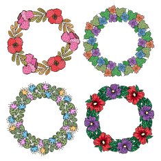 Floral frames set vector flower wreath isolated on white background