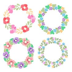 Floral frame vector collection flower wreath isolated on white background