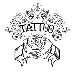 Vector Old School Tattoo Black and White Illustration N2