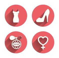 Women dress icon Sexy shoe sign Perfume N7