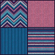 Seamless knitted pattern Set collection of blue pink white