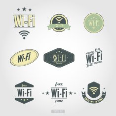 Wi fi nine icons in vintage retro style