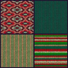 Seamless Knitted Pattern Set of Christmas Samples Collection o