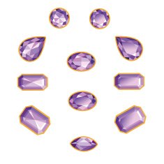Amethyst Set Isolated Objects