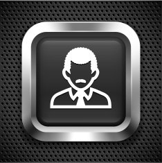 Businessman with Mustache on Black Square