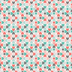 Floral seamless pattern Red green black and white N2