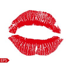 Print of red lips Vector illustration on a white background
