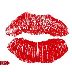 Print of red lips Vector illustration on a white background N2