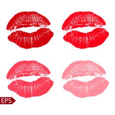 Print set of pink lips Vector illustration on a white N2