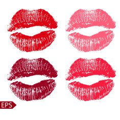 Print set of pink lips Vector illustration on a white N3