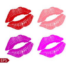 Print set of pink lips Vector illustration on a white N4