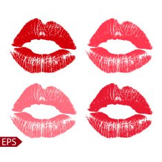 Print set of pink lips Vector illustration on a white N5