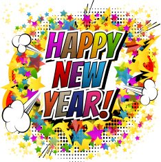 Happy new year - Comic book style invitation