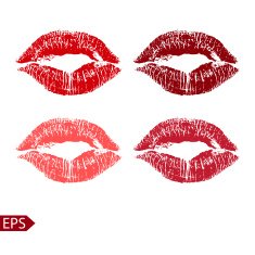 Print set of pink lips Vector illustration on a white N6