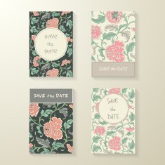 Collection of ornamental colored antique floral card templates