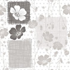Monochrome seamless pattern of abstract flowers Hand-drawn floral background
