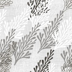Monochrome seamless pattern of abstract herbs Hand-drawn floral background
