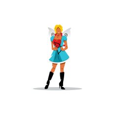 Funny cupid girl Vector Illustration