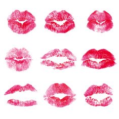 Red lips kisses prints elements