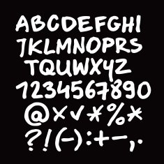 White vector alphabet written with a pen N2