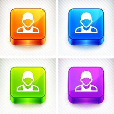 Man with Hat on Color Square Buttons