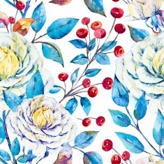 Watercolor floral vector pattern N16