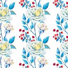 Watercolor floral vector pattern N18