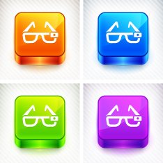 3D Glasses on Color Square Buttons