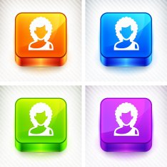 Fashionable Woman on Color Square Buttons