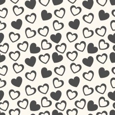 Heart shape seamless pattern Black and white colors