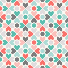 Floral seamless pattern Red green black and white N4