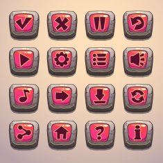 Set of cartoon stone buttons