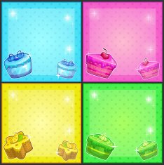 Square cards with cakes