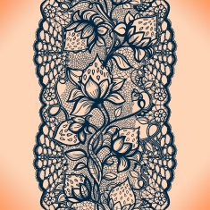 Abstract seamless lace pattern with flowers leaves and strawberry