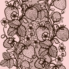 Vector lace seamless pattern decorative strawberry leaves