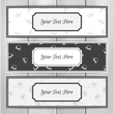 Vector vintage banners design with three retro seamless patterns Hats
