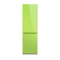 Green glossy refrigerator isolated on white