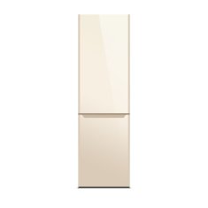 Beige refrigerator isolated on white