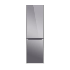 Stainless steel refrigerator isolated on white