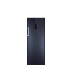 Shiny black steel freezer isolated on white