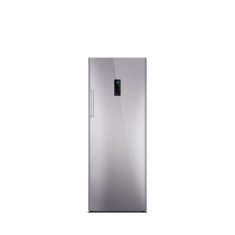 Shiny grey steel freezer isolated on white