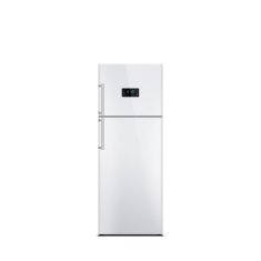 Shiny white refrigerator isolated on white